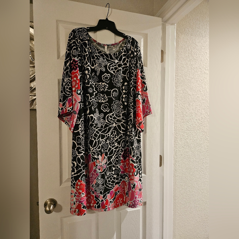 Floral Black and Red Dress